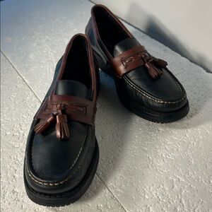 Bass SZ 10 Marine Black & Brown Leather Tassel Loafers Casual Office Preppy